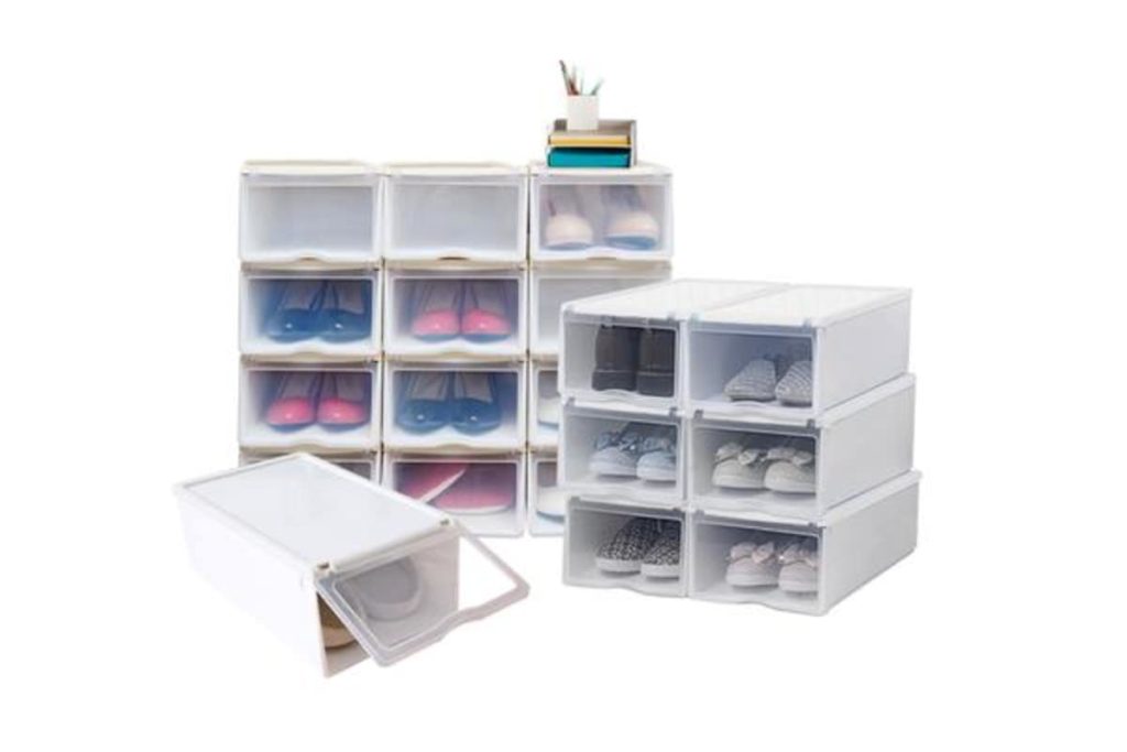 12PCS Storage Clear Drawer Shoe Boxes Stackable Foldable Case Home Wardrobe $59.99