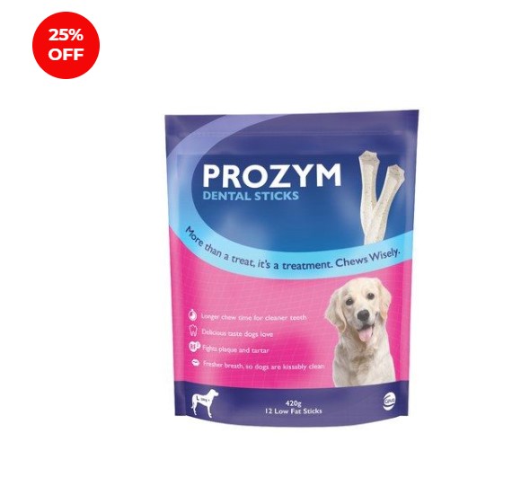 25% OFF | Prozym Dental Sticks For Large Dogs 420g 12 Pack $15.74 (was $20.99)