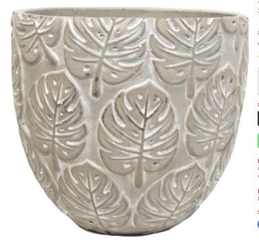 Stoneleigh & Roberson 21cm Sefina Monstera Planter – Cement $22.00 (RRP $41.99)