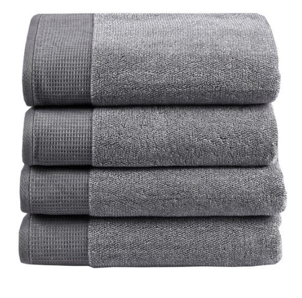 4 Piece Grey Plush Bathroom Towel Set $79.00