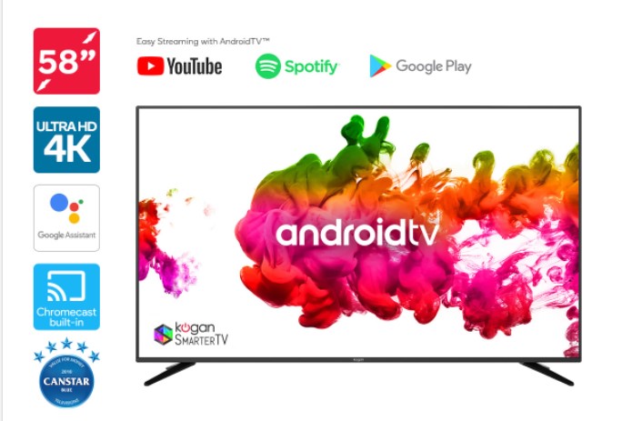 PROMO PRICE | Kogan 58″ 4K LED SmarterTV™ (Android TV™, Smart TV)  $759 + FREE SHIPPING (Beat the price rise to $879)