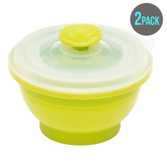 Island Bamboo 236.6ml Round Collapse-It 100 Silicone – 2 Pack Lime Green $10.99