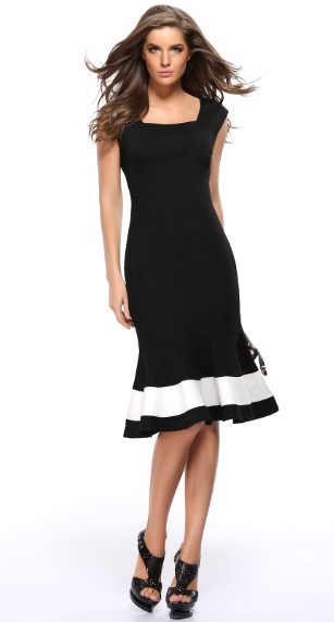 Bodycon Dress Black With White Trim