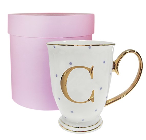 Bombay Duck Alphabet Spotty Metallic Mug Letter C Gold with Lilac Spots $22.00 (Price elsewhere $27.00)