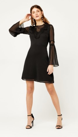 Warehouse Lace Neck Trim Dress Black $29.00 (Price elsewhere $100.00)