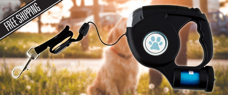 Walk your Dog with Ease Thanks to This 3-In-1 Retractable Lead! Featuring an LED Light and Bag Dispenser. Only $20 with Free Shipping