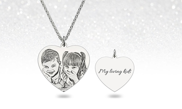 Personalised Sterling Silver Necklace with Heart-Shaped Pendant: One ($39.95) or Two ($74.95) (Don’t Pay up to $315.98)
