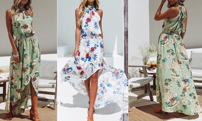 High Neck Shirred Waist Maxi Dress: One ($19) or Two ($29)