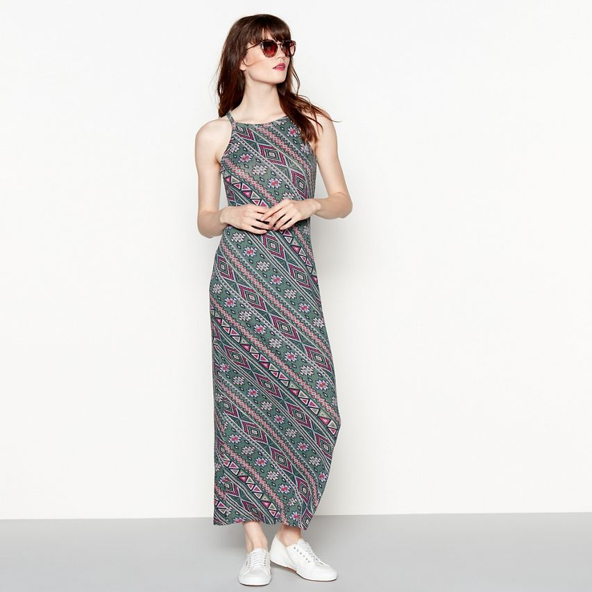 Red Herring – Multi-coloured Aztec print sleeveless dress Now $18.00