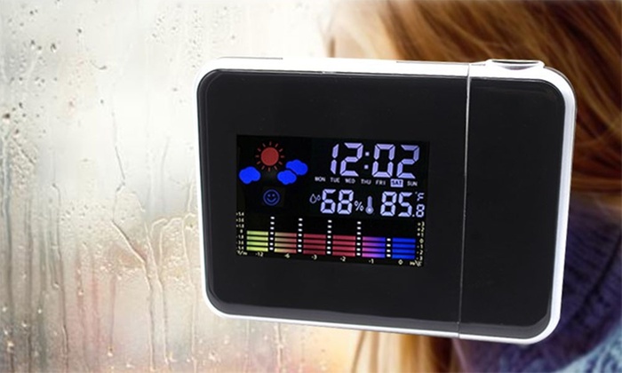 Digital Projector Alarm Clock with Weather Station: One ($16) or Two ($25)