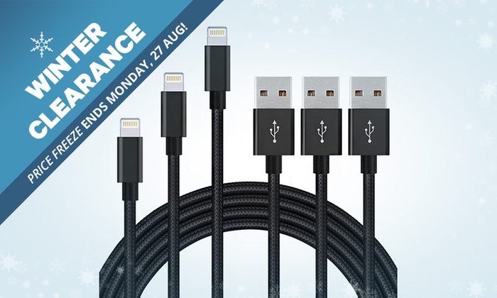 WINTER CLEARANCE: $12 for a Three-Pack of Braided Universal Lightning Cables for iPad or iPhone