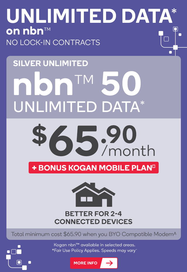 Unlimited Data* on nbn50™ $65.90/Mth + BONUS Mobile Plan!