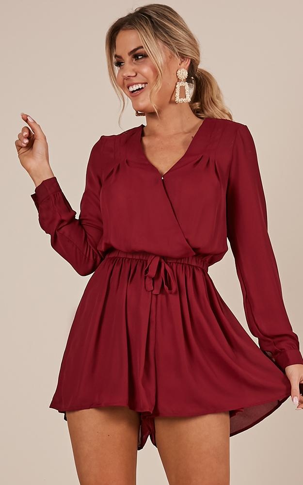 Lost Time playsuit in wine US$46.95
