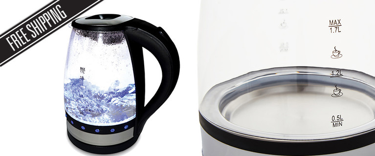 Add a Cool Contemporary Addition to Your Kitchen with This Cordless 1.7L Luminous Glass Kettle! Only $35