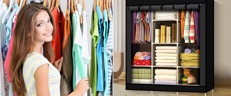 Create More Storage Space in Your Home with This Sturdy and Lightweight Portable Wardrobe! Only $29