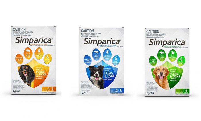 From $64.95 for a Pack of Six Simparica Flea, Tick and Mite Treatments with Two Bonus Single Treatments