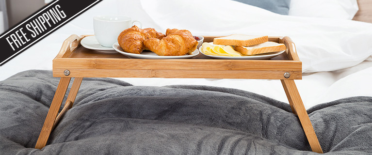 Enjoy the Perfect Breakfast in Bed or Watch Your Favourite Shows on Your Laptop Safely with a Bamboo Bed Tray! Only $22 with Free Shipping