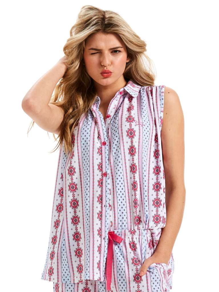 Border Sleeveless Pj Shirt $47.96 AUD