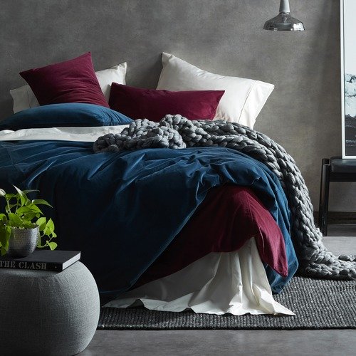 Ink Blue Cotton Velvet Quilt Cover Set $89.00-$99.00 (RRP $99.00)