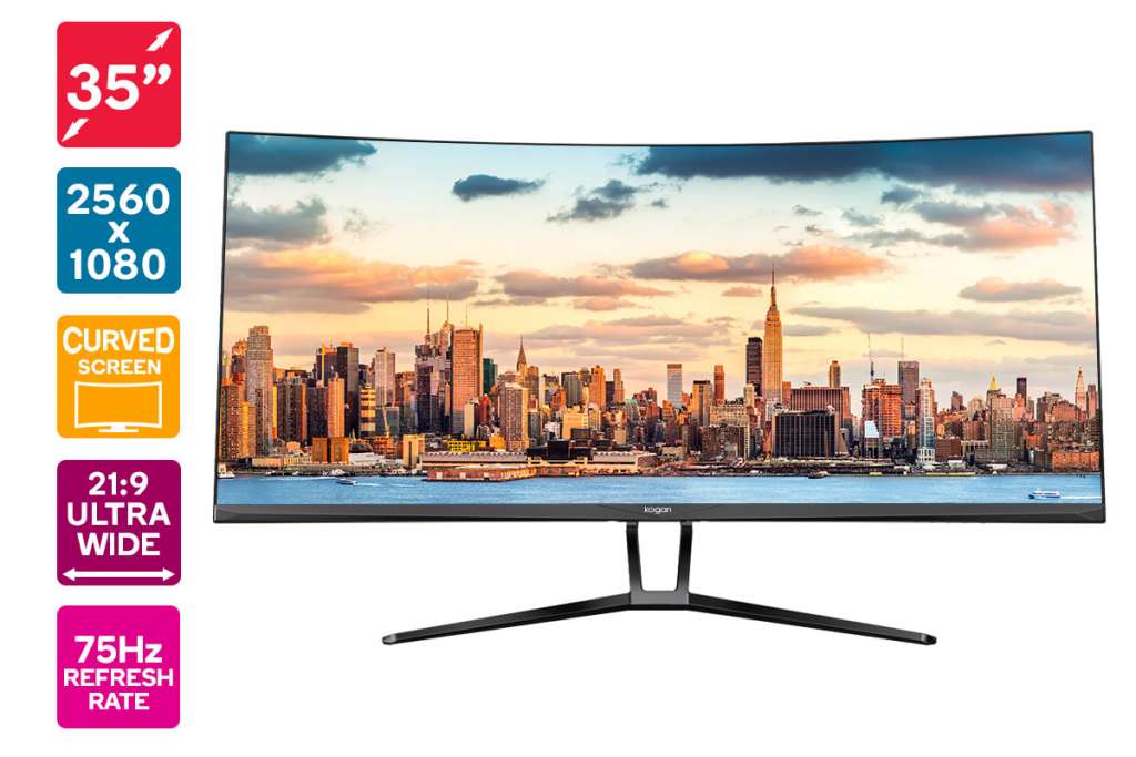 Kogan 35″ Curved 21:9 Ultrawide 75Hz FreeSync Gaming Monitor $389