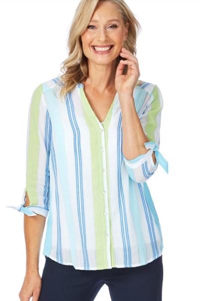 W.Lane Stripe Bow Blouse NOW $15.00 (Was $79.99)