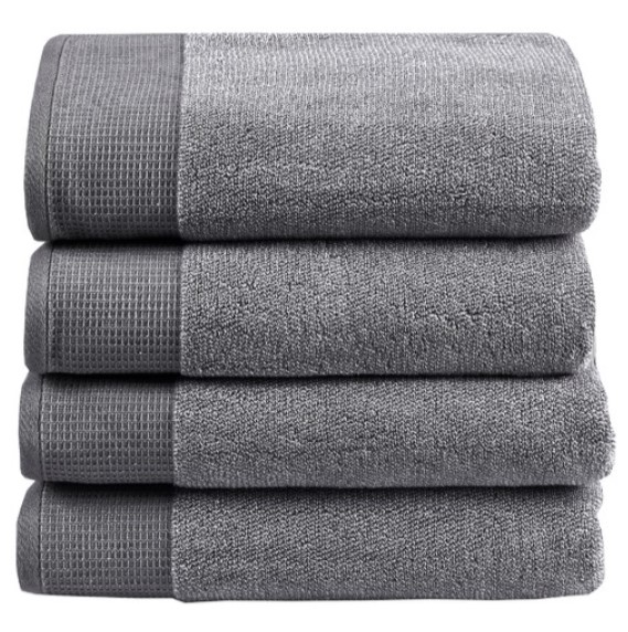 4 Piece Grey Plush Bathroom Towel Set $79.00