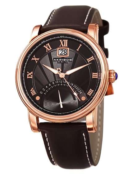 Akribos XXIV Black Date Genuine Leather Strap Watch $125.00 (Price elsewhere $761.00)