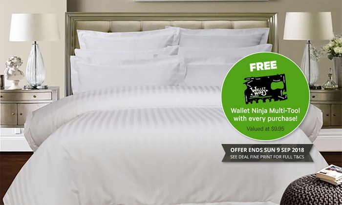 1000 Thread-Count Cotton Stripe Sheet Set or Quilt Cover Set $39