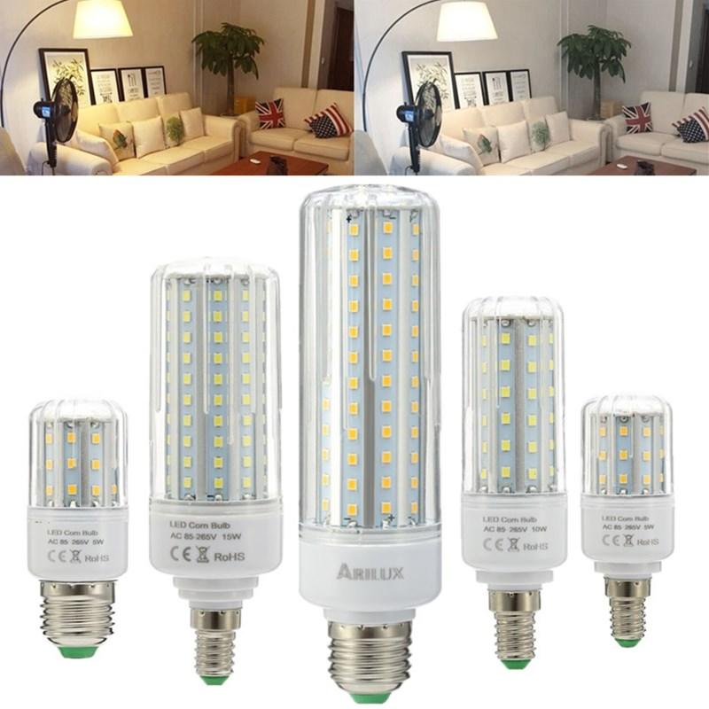 ARILUX® E27 E14 5W 10W 15W 20W SMD2835 No Strobe LED Corn Light Bulb $3.99