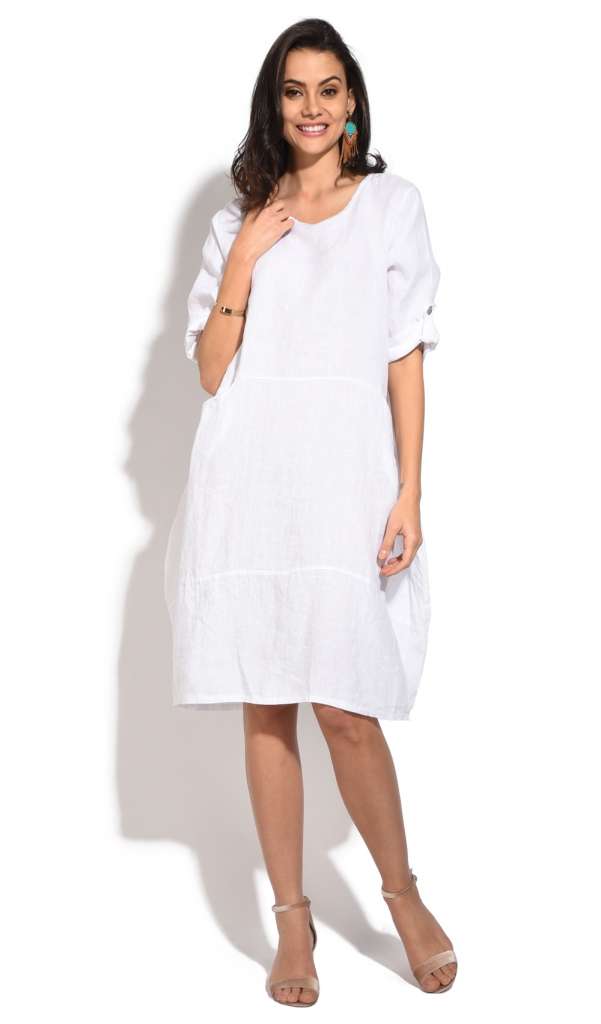 100% Linen by William De Faye 100% Linen Dress Blanc $57.00