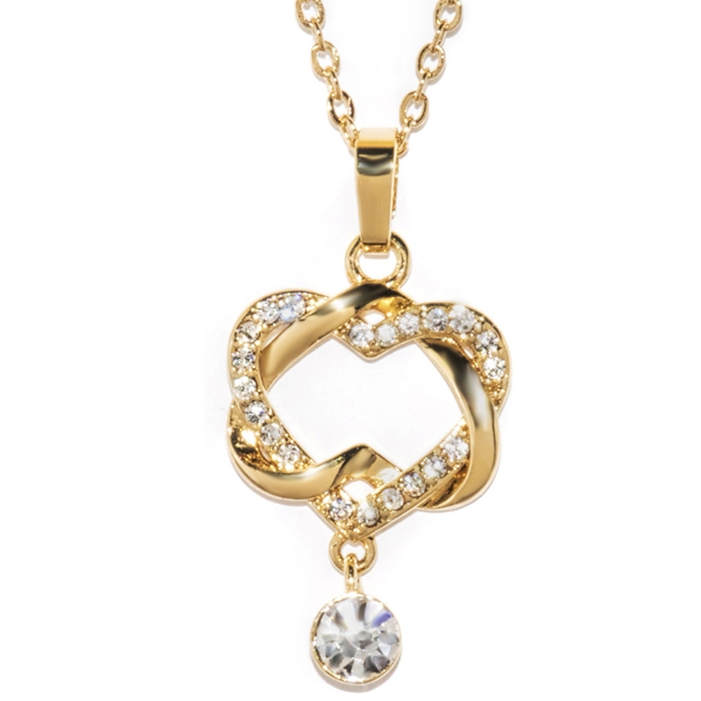 18K Gold Plated & Swarovski Elements Interlaced Hearts Necklace  $25.99