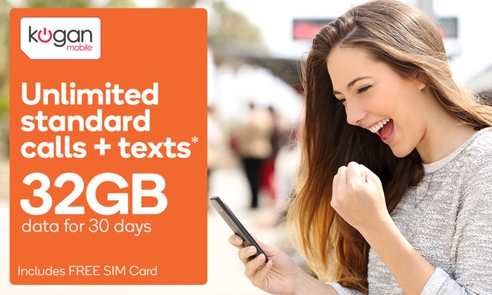 $3.90 for 30-Day Kogan Mobile Prepaid Offer with SIM Card, 32GB Data and Unlimited* Talks and Texts (Up to $49.90 Value)