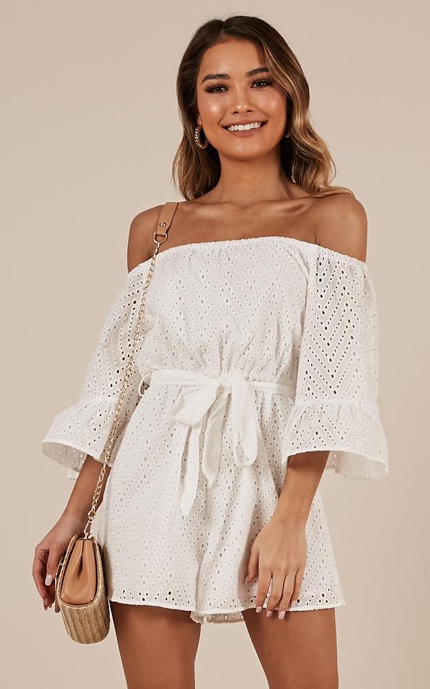 Finding My Way playsuit in white lace US$57.95