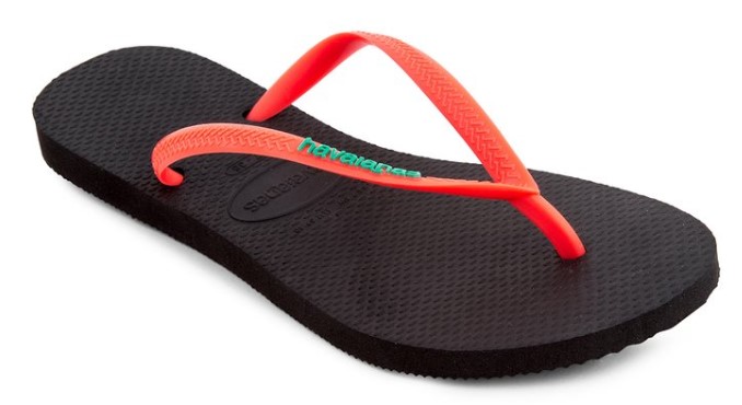 Havaianas Slim Logo Pop-Up Thongs – Black/Coral $19.99 (Don’t pay $30)