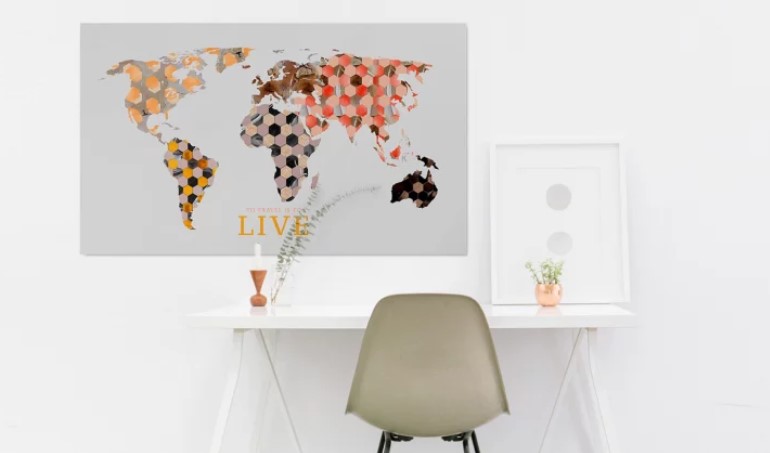 Regular (75x45cm) Personalised World Map Mural Plus $8.99 Shipping Fee  $9 (VALUED AT $84.90)