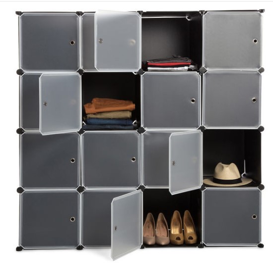 Modular 16-Compartment Storage Unit – Black $49.99