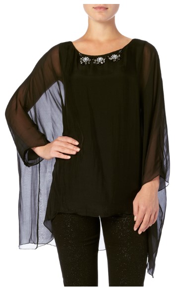 Extra 10% off at checkout | Phase Eight Black Rosa Silk Beaded Blouse $69.00 (RRP $200.00)