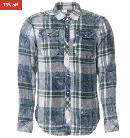 EXTRA 10% OFF AT CHECKOUT | G-Star Blue/Grey Pattern Long Sleeve Shirt $48.99 (RRP $180)