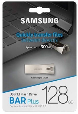 Samsung Bar Plus 128GB USB 3.1 Flash Drive 300MB/s Champagne Silver MUF-128BE3 $59.00 (RRP $99.00)