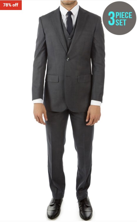 78% OFF Alberto Cardinali Mens 3 Piece Suit Charcoal Grey $119 (RRP $552) + EXTRA 20% OFF AT CHECKOUT