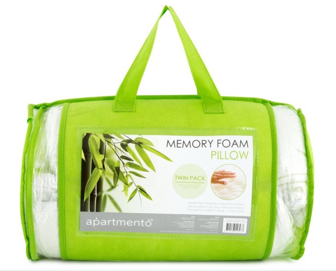 Apartmento Antibacterial 2-Pack Bamboo Memory Foam Queen Pillows – 48 x 73cm $29.99