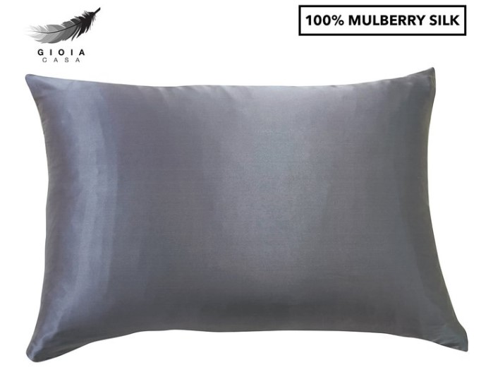 Gioia Casa Two-Sided 100% Mulberry Silk Pillowcase – Charcoal $29.99