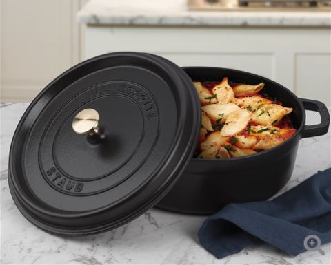 Staub Black Round Shallow Cocotte 26cm $244.00 (RRP:$699.00)