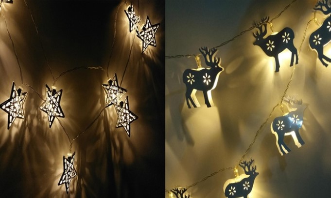 1.5M 10 LED Christmas Star or Reindeer Light Strings: One ($15) or Two ($25)