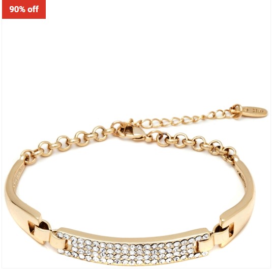 90% OFF | SGS 18K Gold Plated & White Swarovski Elements Block Bracelet $25.99 (RRP $253)