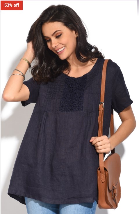 53% OFF Linen Angeline Blouse Blue $77 (RRP $164) + EXTRA 20% OFF AT CHECKOUT