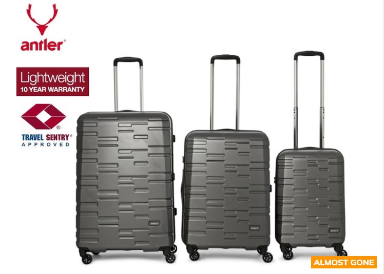 Antler Prism Embossed 3-Piece 4W Hardcase Luggage Set – Charcoal $299 (Don’t pay $967)