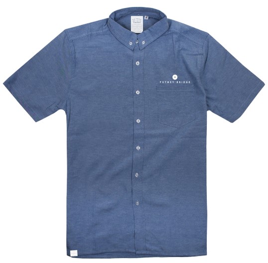 Putney Bridge Button Logo Short Sleeve Shirt Blue $25 (RRP $73)