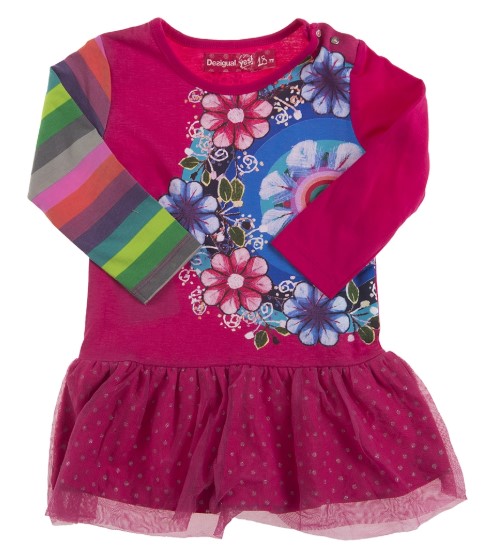 Extra 10% off at checkout | Desigual Baby Girls Floral Sleeve Pink Dress $25.00 (RRP $73.00)