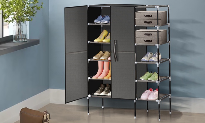 Six-Tier Double Door Stackable Shoe Cabinet: One ($39) or Two ($69)